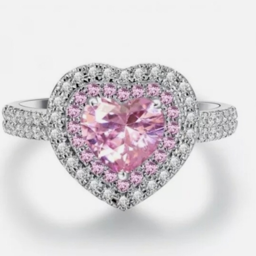 ☆*NEW 925 SILVER PINK SAPPHIRE GEMSTONE HEART RING